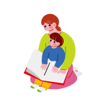 お母さんと子供が遊んでいる様子