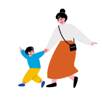 お母さんと子供が遊んでいる様子